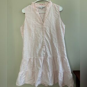 Pink and White Striped Midi Dress